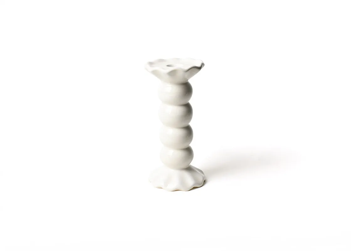 Signature White Medium Ruffle Knobbed Candle Holder