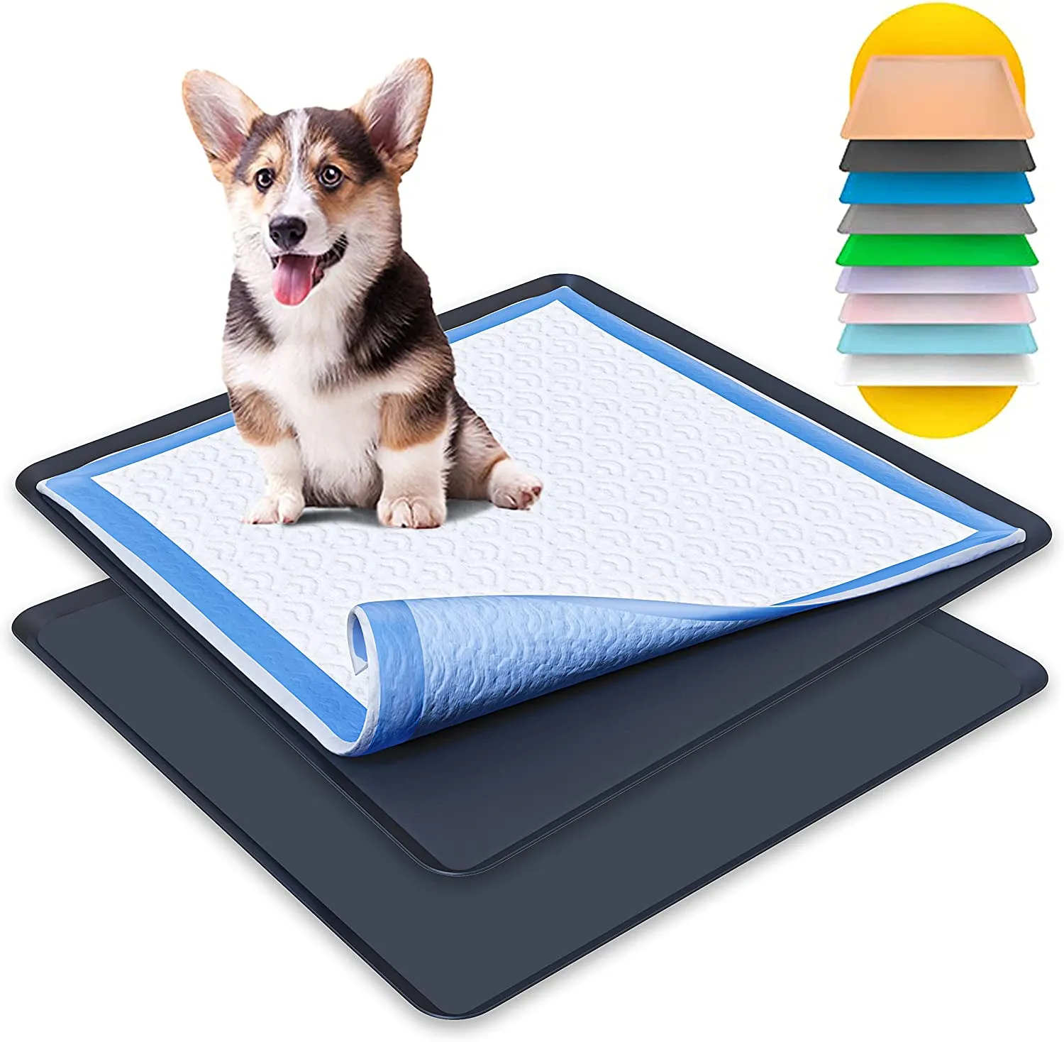 Skywin Puppy Pad Holder Tray - No Spill Pee Pad Holder for Dogs - Pee Pad Holder Works with Most Training Pads, Easy to Clean and Store