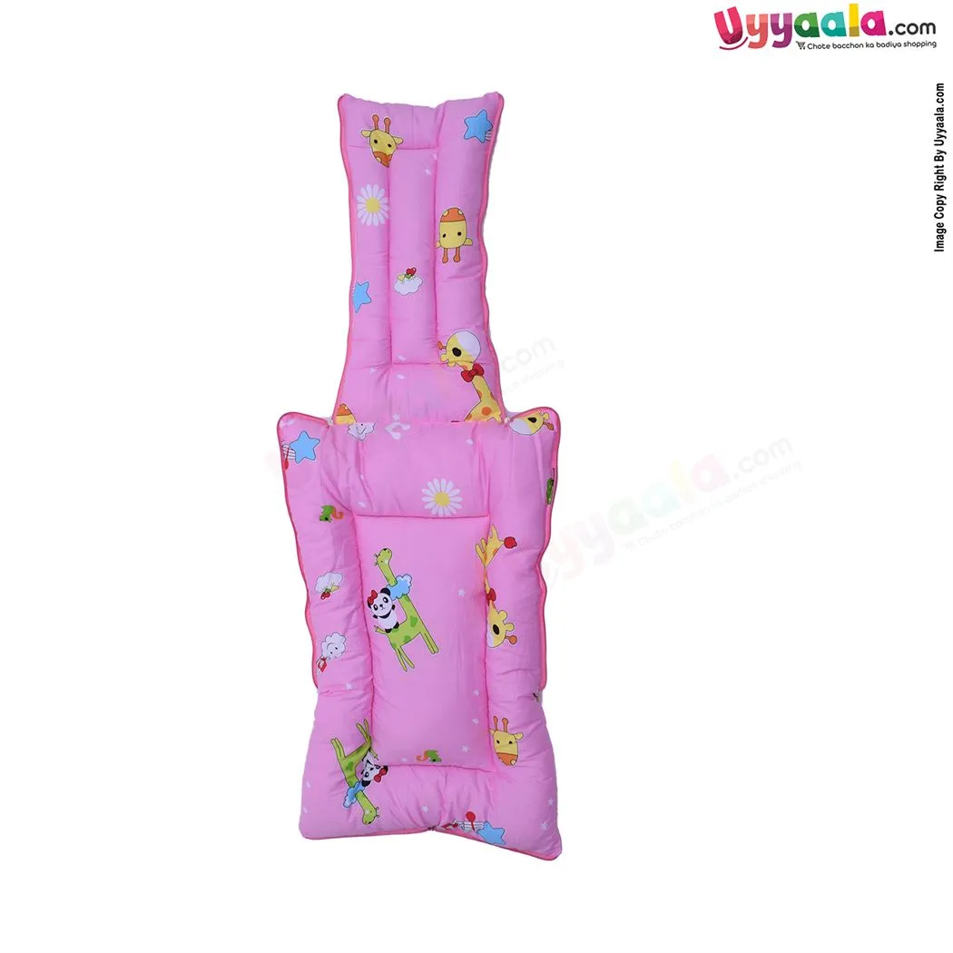 Sleeping Bag(Carry Nest) Premium Cotton Panda & Giraffe Print 0-3m Age, Pink