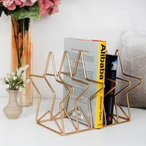 Star Shaped Decorative Metal Desktop Book File Magazine Holder 1pc