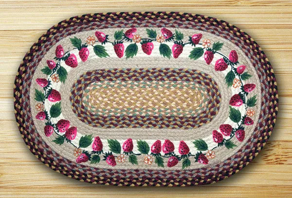 Strawberries Oval Patch Rug