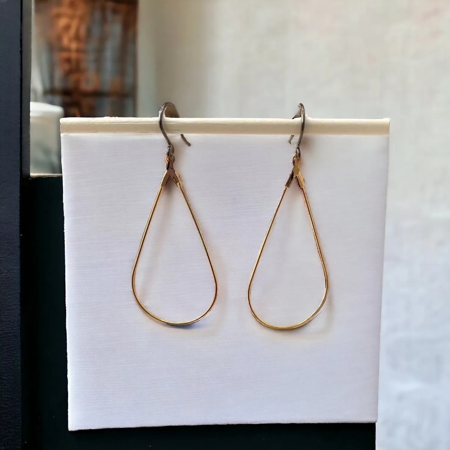 Tear drop hoop earrings