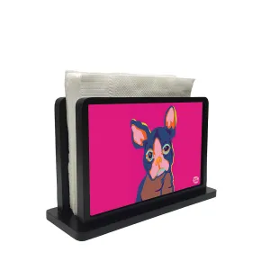 Tissue Holder Paper Napkin Stand - Cute Dog Pink