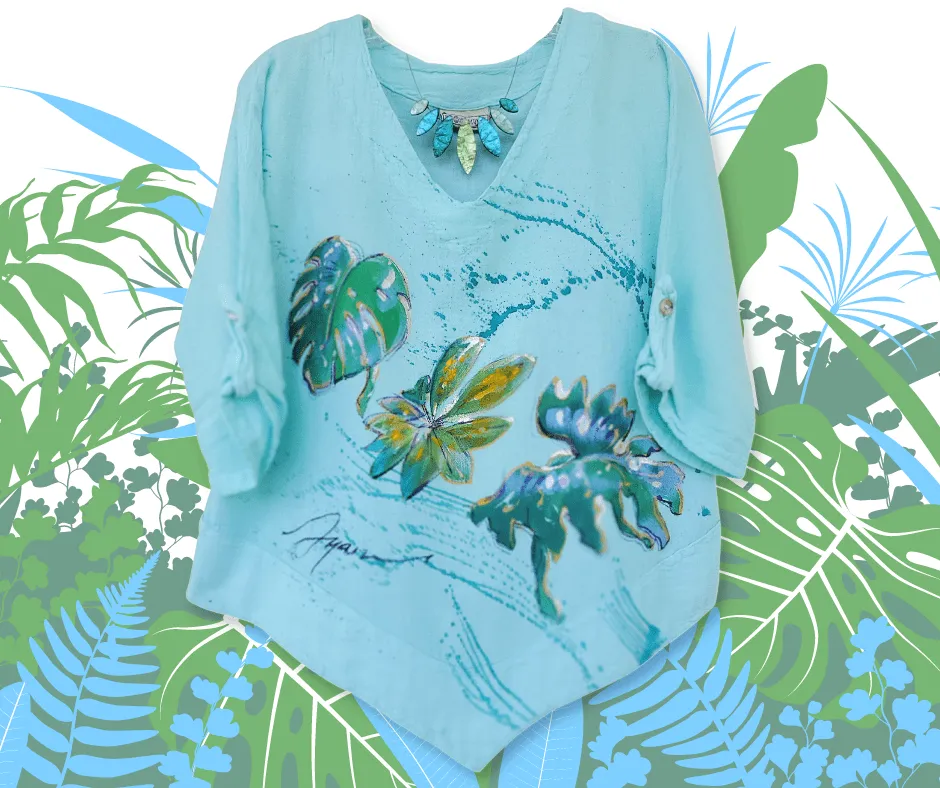 Tropical Plants Hand-Painted Top