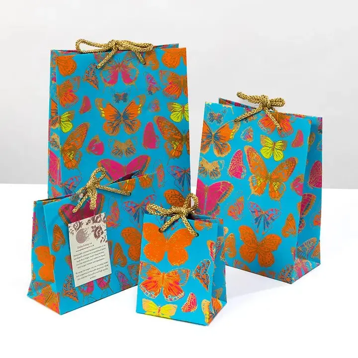 Turquoise Butterfly Gift Bag - Small