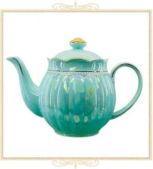 Turquoise Luster Gold Teapot