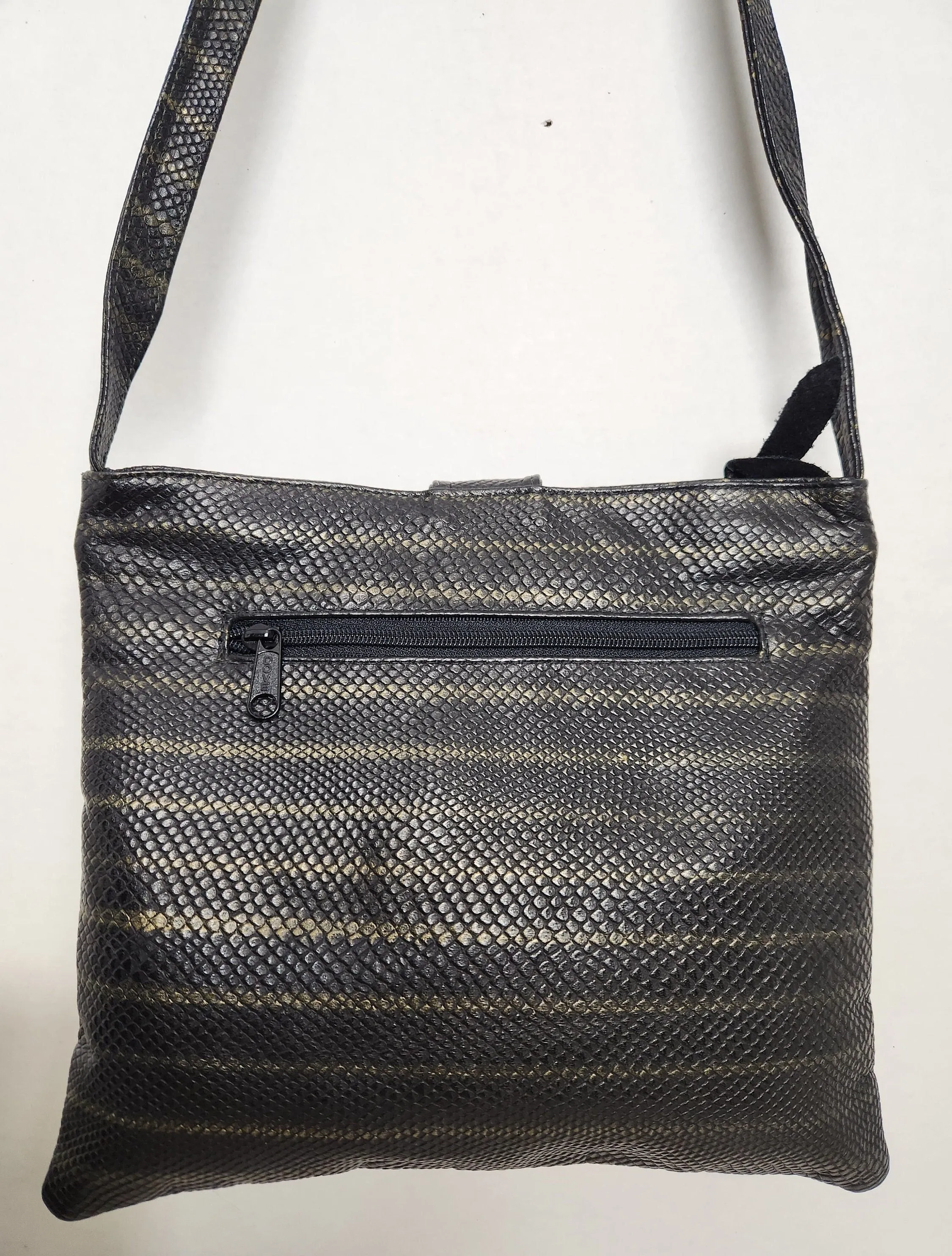 Two Tone Genuine Leather print purse for all. Tejrasila-Ring bag. Made in USA. Design for you.