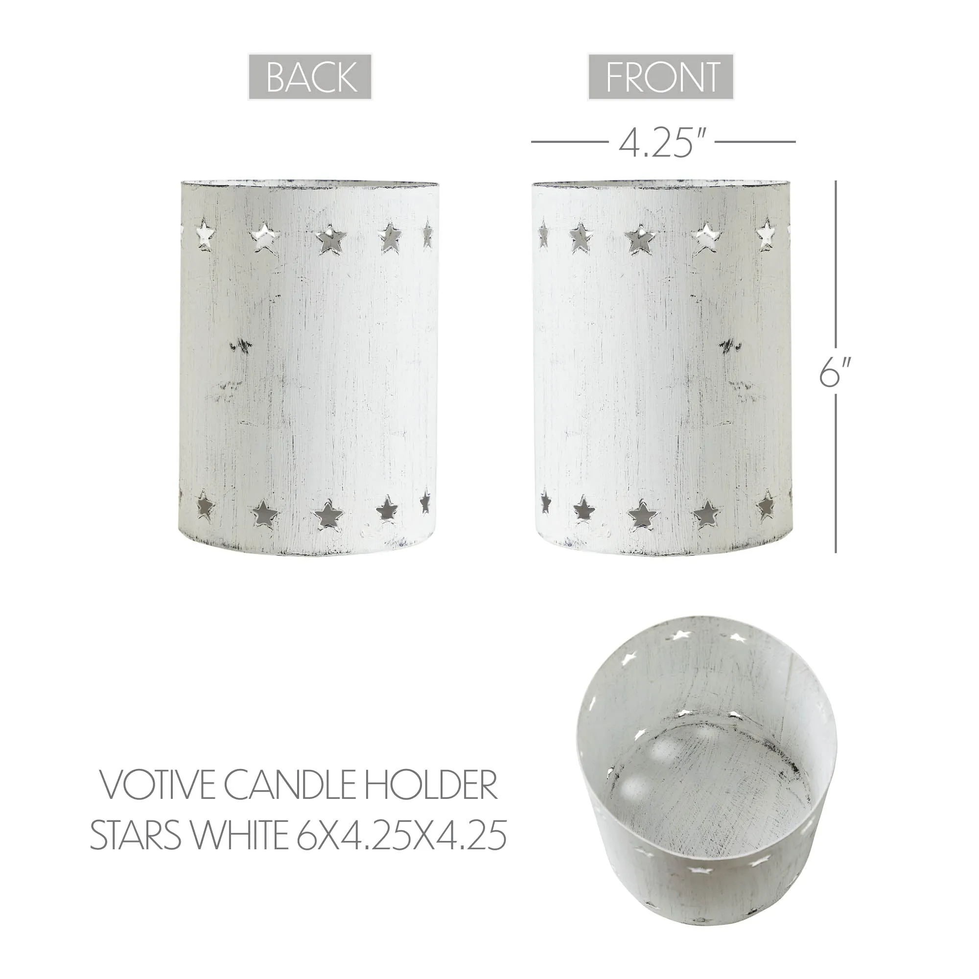 Votive Candle Holder Stars White 6x4.25x4.25