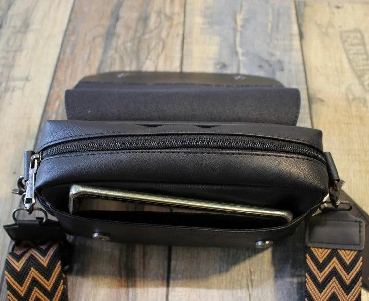 Vvsha  Christmas Gift Black PU Leather Messenger Bag