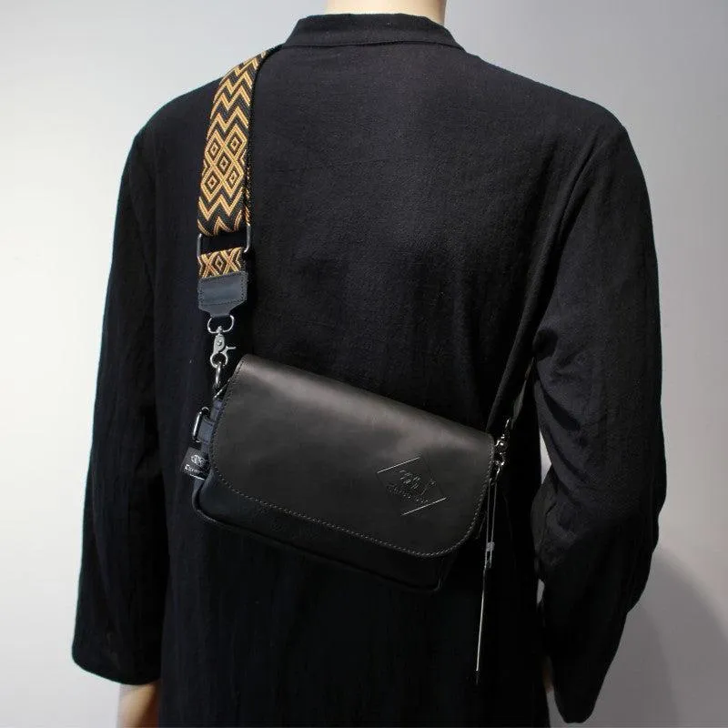 Vvsha  Christmas Gift Black PU Leather Messenger Bag