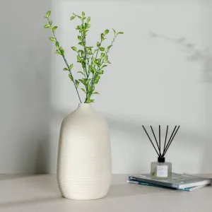 White Striped Porcelain Vase - 31cm