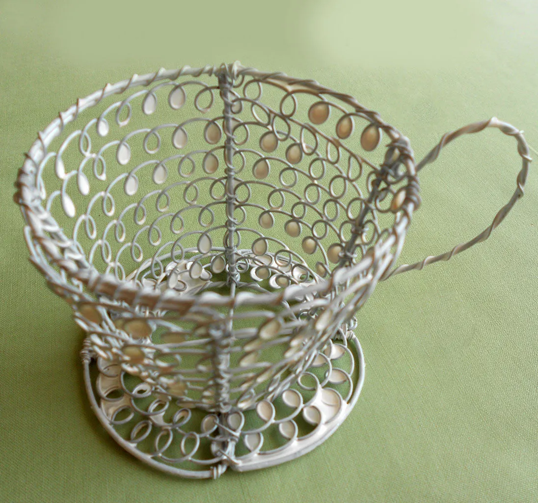 Wire Tea Cup Plant Holder