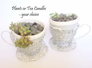 Wire Tea Cup Plant Holder