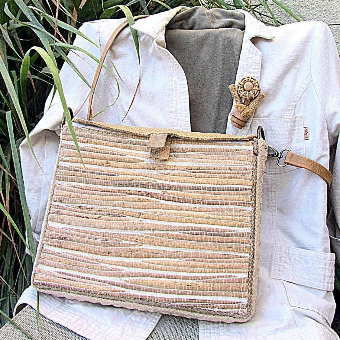 Women's summer folder bag made of natural materials handmade